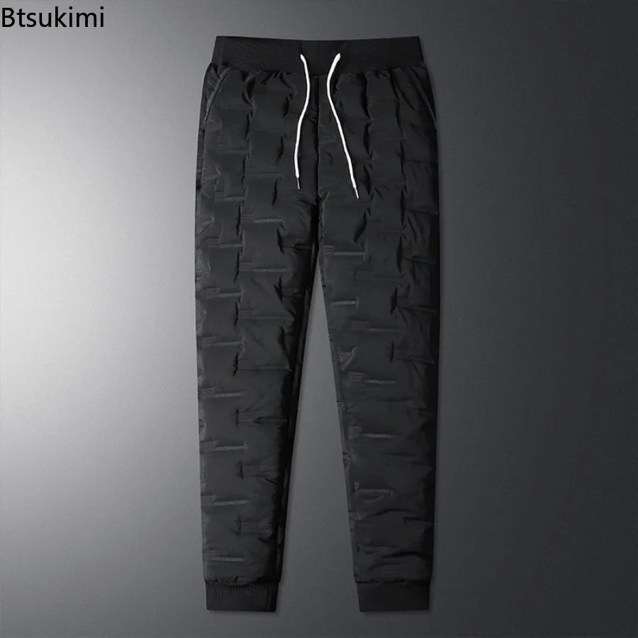 2025 Winter Warm Pants Men's Thicken Dowm Cotton Pants Outdoor Casual Joggers Pants Windproof Waterproof Thermal Trousers Male