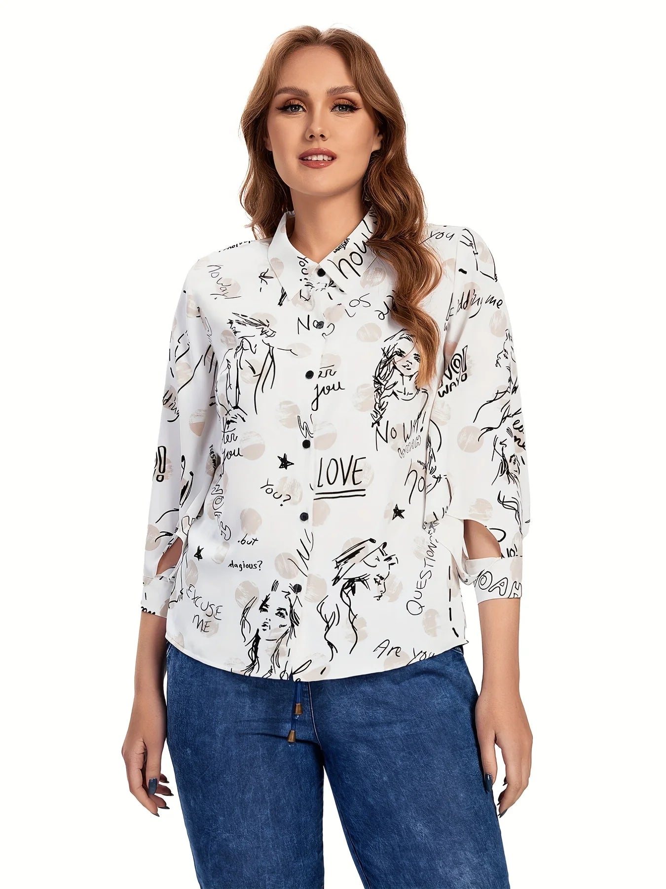 Women Plus Size Woven Spring And Summer Fashionable Shirt