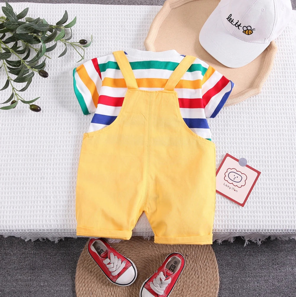New Baby Boy Clothes Suits Summer Baby Clothes Set Print Dinosaur T-shirts+Pant 2pcs/Suit Infant Outfits Kids Girls Clothes Sets