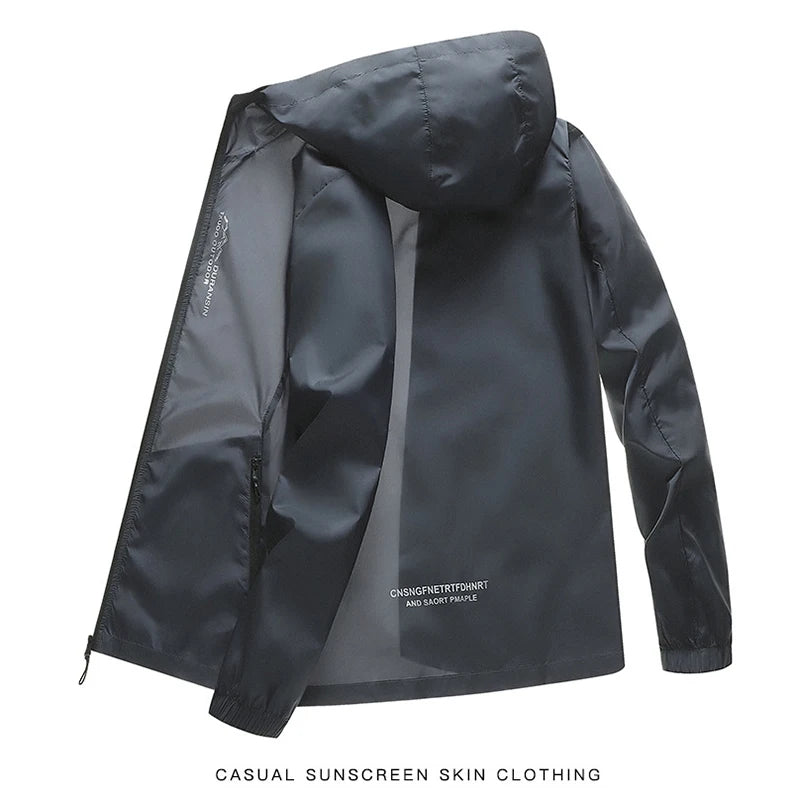 Men's Jacket Summer Sun Protection UPF50+ High-End Waterproof Thin Jacket Hooded Breathable Lightweight Outdoors Fishing Jacket