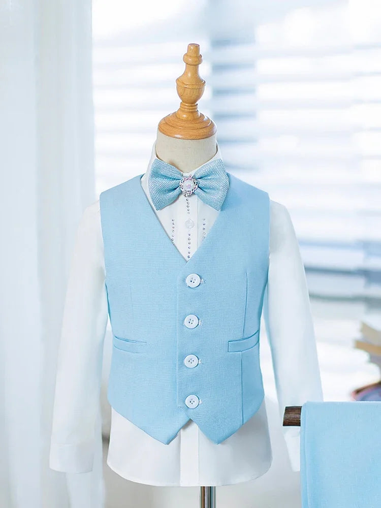 Children's Suit Set New High-End Handmade Flower Boy Host Piano Performance Blazer Traje De Niño Para Boda Boys Suits A3755