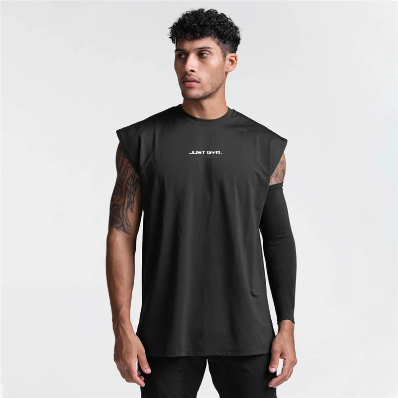 Summer Fashion Fitness Tank Top Men Sports Vest Gym Clothing Bodybuilding Muscle Exercise Running Quick Dry Sleeveless T-Shirt
