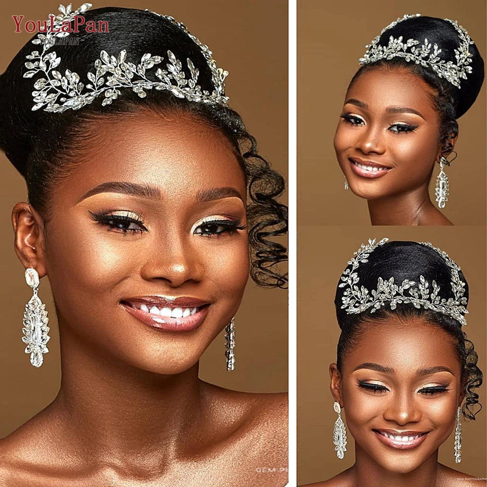 YouLaPan Luxury Wedding Headpiece Rhinestone Hair Vine for Bride Headwear Alloy Flower Headband Weding Hair Accessories HP390