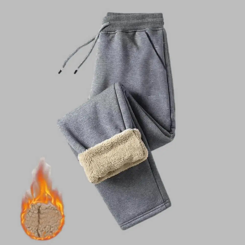 Winter Lambswool Warm Casual Pants Thick Plush Drawstring Men Sweatpants Fitness Jogging Pants Men Fleece Straight Trousers