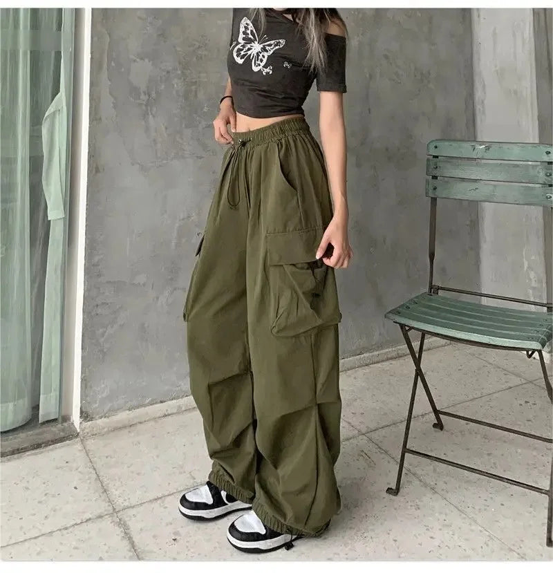 Retro work casual pants for women's summer versatile straight tube drape leggings loose wide leg pants