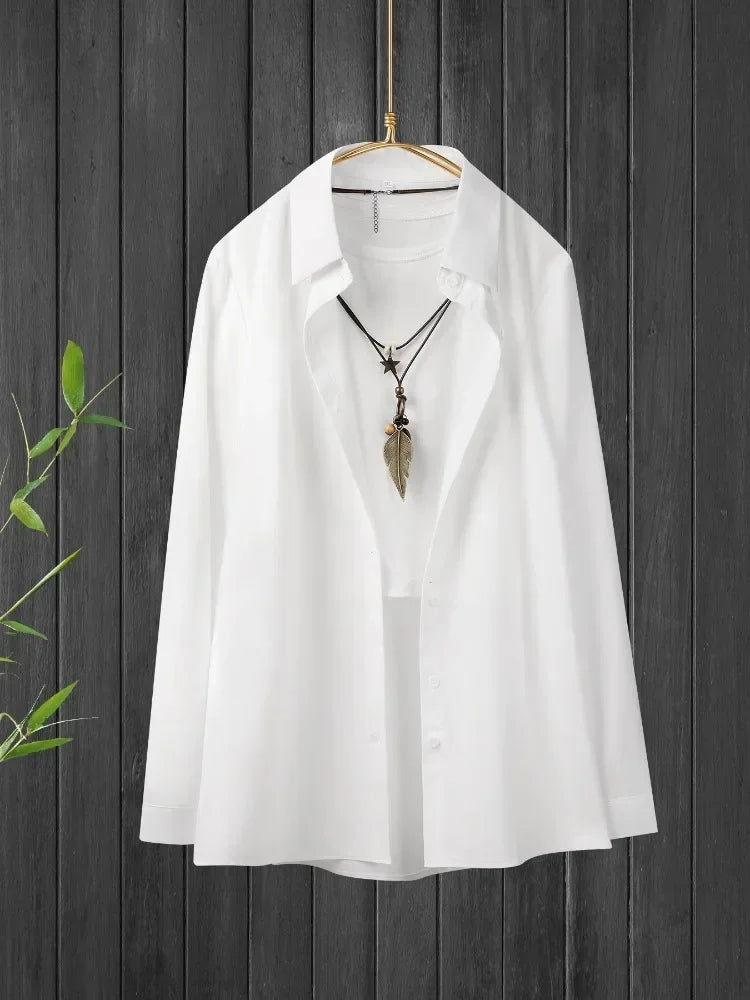 Plus Size Women's Shirt 2025 Summer New Casual Loose Fashion Top Hot Sweet Elegant Travel Essential Blouse Single-breasted Lapel