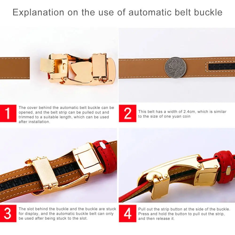 Casual Elegant Luxury Famous Designer Genuine Leather Belt Ladies Dress Belts Pants Bands Automatic Buckle Waistband