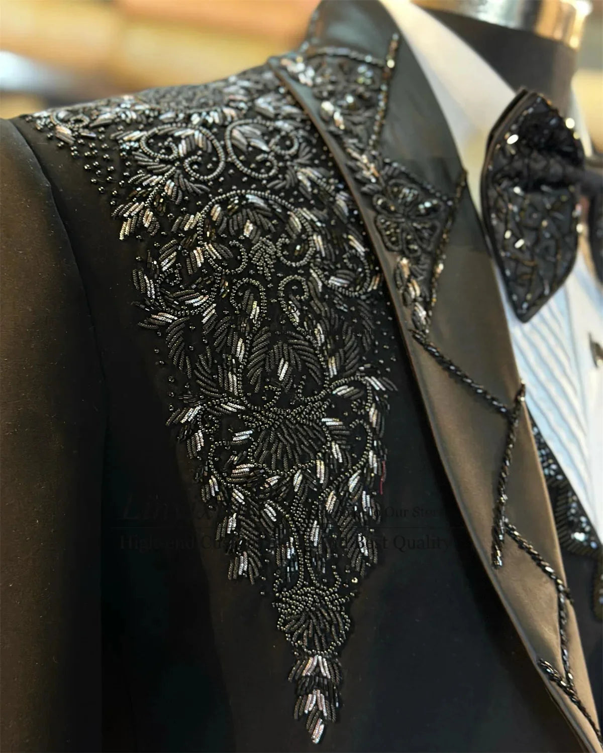 Luxury Metal Diamond Embellished Men Suit Glitter Wedding Prom Blazers 3 Pieces Set Groom Tuxedos Slim Fit trajes para hombre