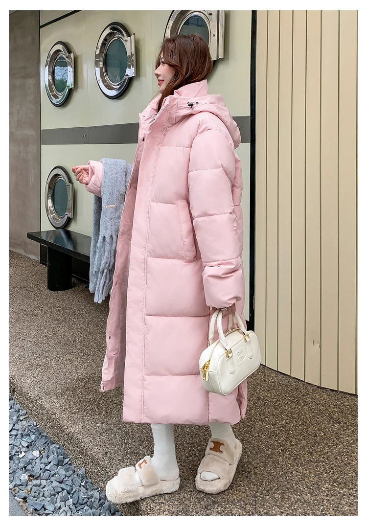 2025 Winter Women Jacket Coats Long Parkas Female Down Cotton Hooded Overcoat Thick Warm Jackets Windproof Casual Student Coat