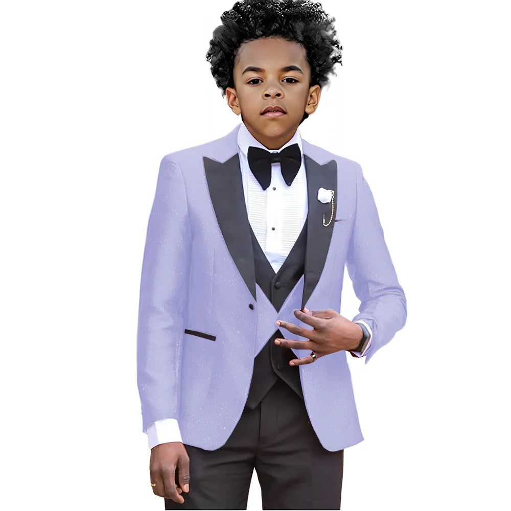 Boy Suits For Wedding Luxury Tuxedos 3 Pieces Slim Fit Boy Wear Party Prom Blazer Vest With Pants Custom Made