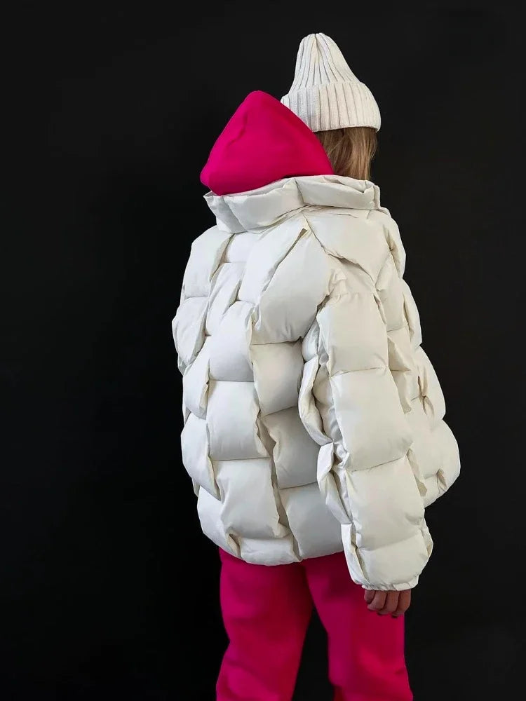 Winter Jackets for Women 2025 Thick Warm Loose Fashion Quilted Jacket Women Interchange Design High Street Green Winter Coat
