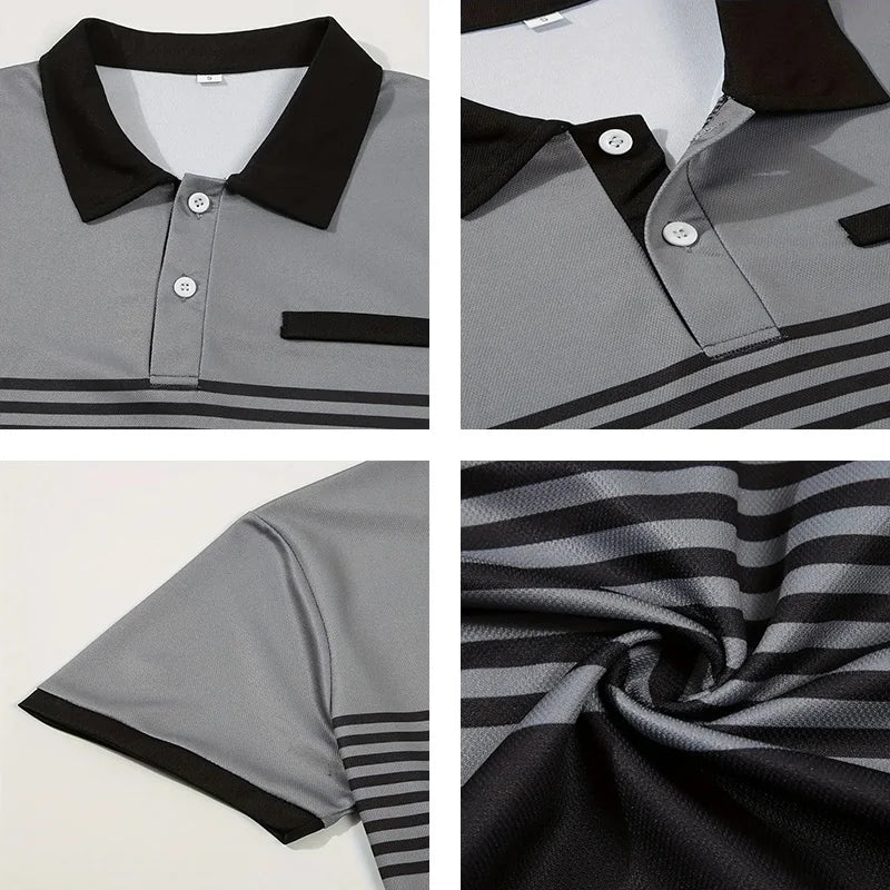 Summer Men's Short sleeved Polo Shirt Business Casual Collar T-shirt Plus Size Breathable Top European and American Plus size