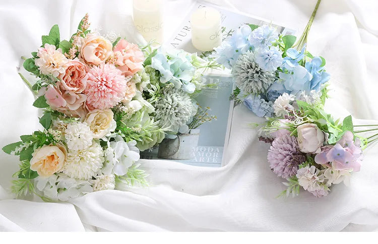 Artificial Flowers Silk Peony For Vase Bride Bouquet Wedding Home Room Table Decoration Fake Floral Hydrangea Gifts
