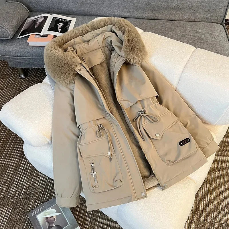 Winter Parkas Jacket Women 2025 New Fashion Korean Loose Hooded Thick Warm Casual Cotton Padded Coat Female Overcoat Casual Tops