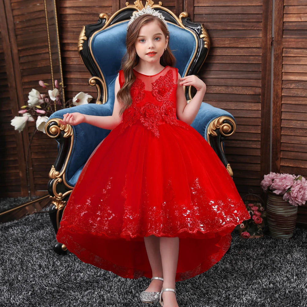 A train skirt Girl'S Sleeveless dresses  Tails Show dress Princess dress