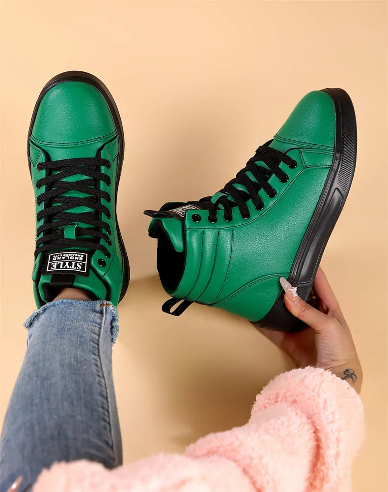 2025 Spring Fashion Red Men's Sneakers High Top Skateboarding Shoes for Men Women Comfortable Unisex Leather Sneakers Size 35-46