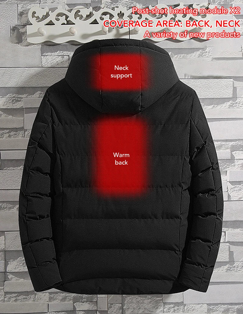 4 Areas Heated Jackets for Men Outdoor Sports Smart USB Charging Heating Outerwear Winter Electric Thermal Warm Cotton Jacket