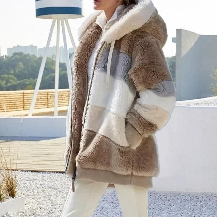 2025 Women's Warm Coats Jackets for Autumn Winter Long Jacket Warm Thick Fleece Faux Fur Coat Plush Teddy Woman Fur Coat Female