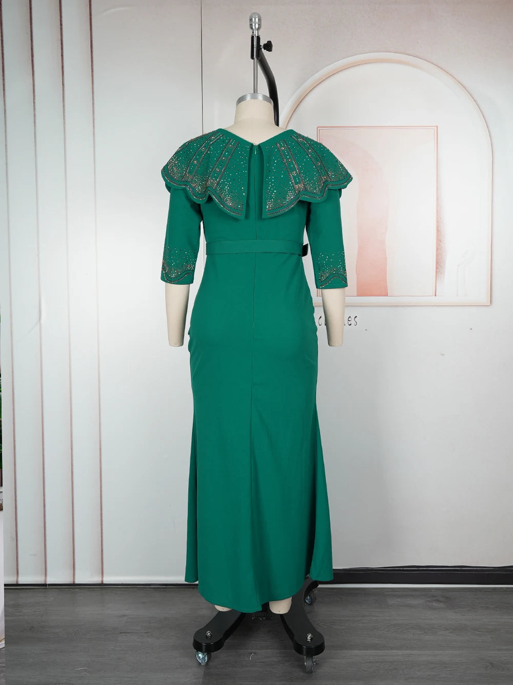 Plus Size African Party Dresses for Women Dashiki Diamond Bodycon Slit Long Dress Elegant Turkey Muslim Wedding Evening Gown