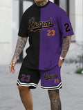 Men's Summer Fashion 2-Piece Set: Chicago Printed T-Shirt & Shorts - Casual Polyester Blend, Machine Washable