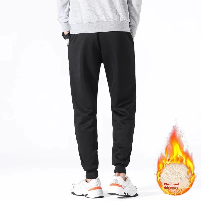 Winter Thickened Fleece-Lined Casual Pants Men's Loose-Fit Sweatpants Trendy Youth Sweatpants Bunched Feet Pants Casual Pants