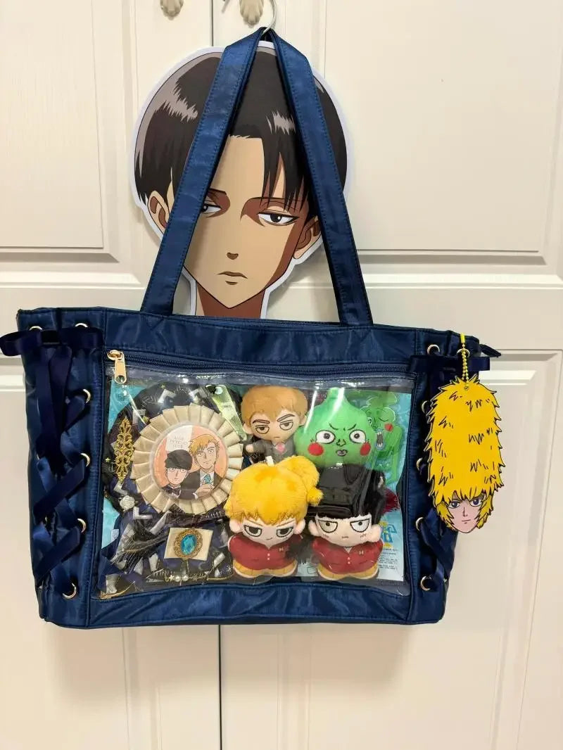 New Y2K Sweet Lolita Pink Ita Bag Women Japanese Transparent Large Capacity Tote Bag Ladies Harajuku Kawaii Handbag Aesthetic