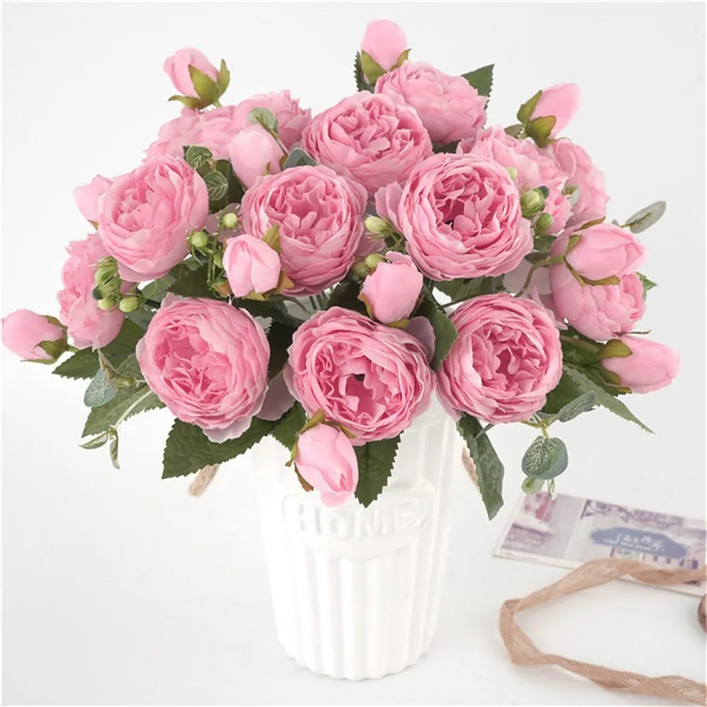 1PC 30CM Fake Roses Silk Peony Artificial Flowers Cheap New Year's Christmas Decorations Vase Home Wedding Bridal Bouquet Indoor