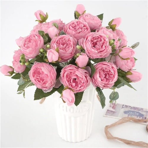 1PC 30CM Fake Roses Silk Peony Artificial Flowers Cheap New Year's Christmas Decorations Vase Home Wedding Bridal Bouquet Indoor
