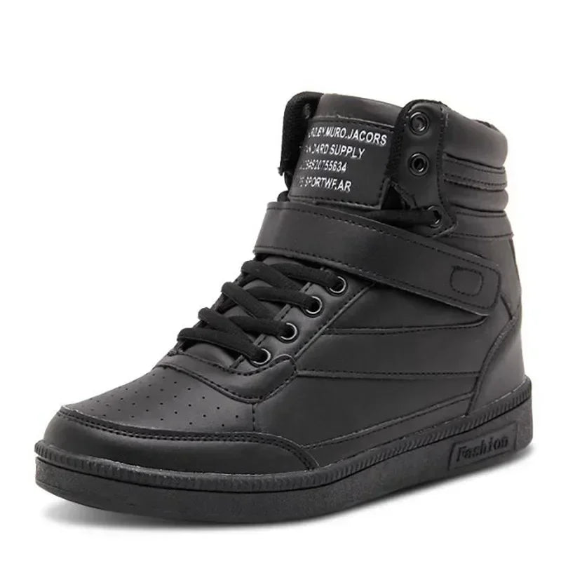 Designer Woman Breathable High Top Black White Boots Women Casual Sport Shoes Platform Hidden Increasing Sneakers Leather Shoe