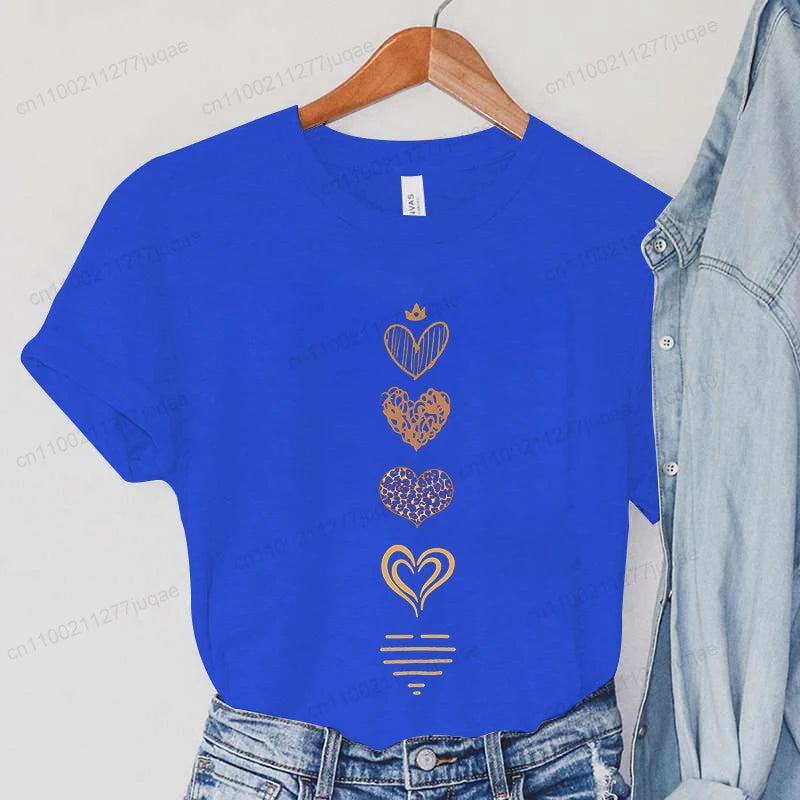 Leopard Heart Print Tshirt Women Fashion T Shirt Casual Summer Tee Leopard Heart Shirts Hip Hop Streetwear Short Sleeve Shirt