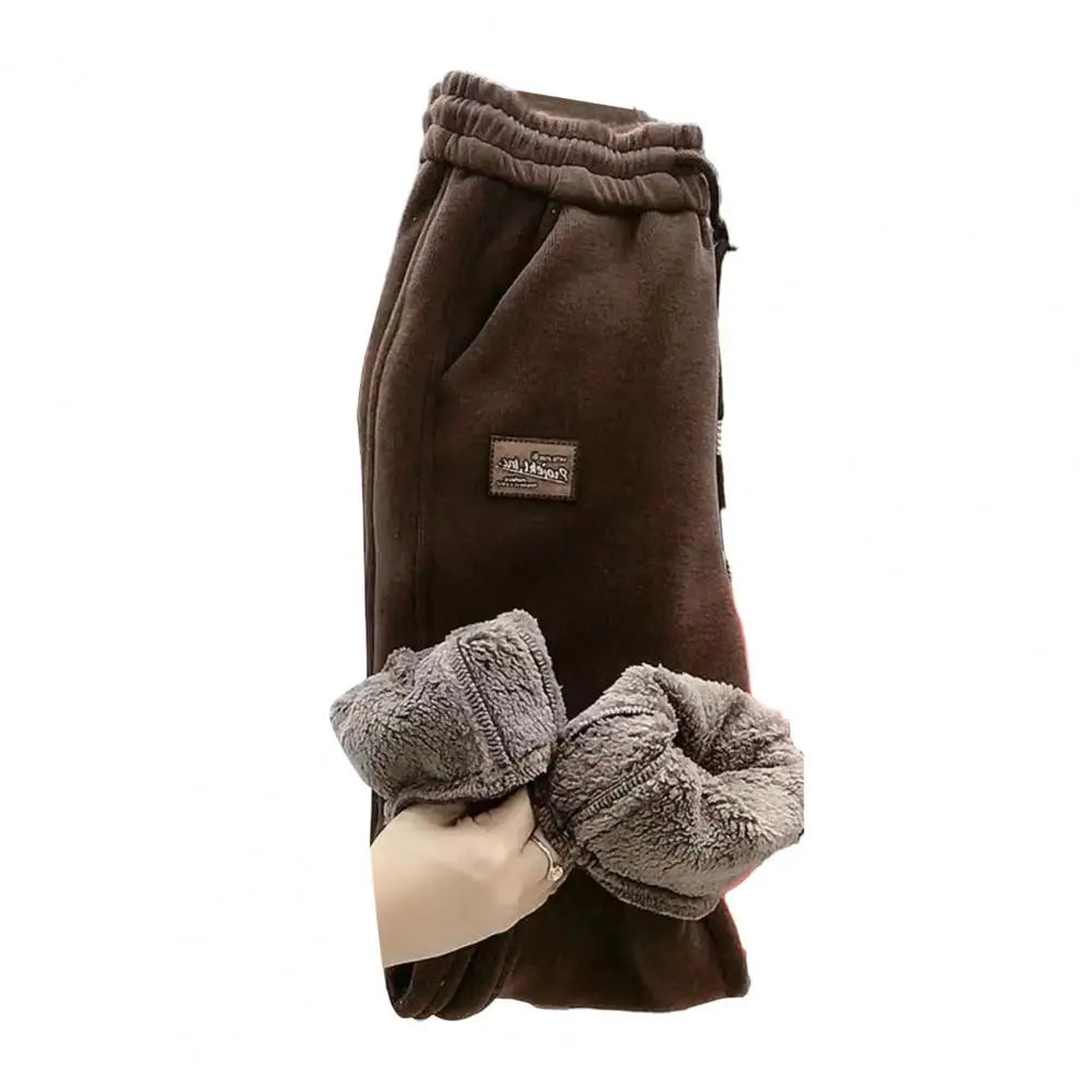 Women Winter Warm Thick Fleece Lined Pants Fashion Thermal Plush Pants Casual Sports Sweatpants Elastic Waist Trousers