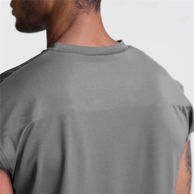 Summer Fashion Fitness Tank Top Men Sports Vest Gym Clothing Bodybuilding Muscle Exercise Running Quick Dry Sleeveless T-Shirt