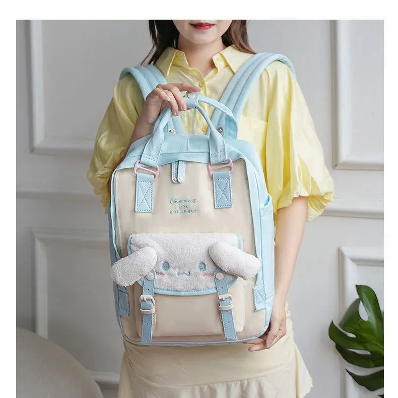 Sanrio Kawaii Girls School Bag Women Large Capacity Campus Backpacks Cute Cinnamoroll Kuromi Travel Camping Backpack Gift
