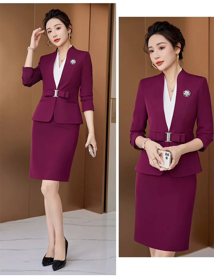 Formal Office Pant Suit For Womens Blazers Pant Set Long Sleeve Uniform Elegant Feminino Business Formal Work Suit oversize 3XL