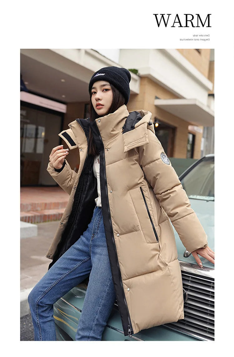 Women'S Winter Down Cotton Jacket 2025 New Warm Thicken Cotton Padded Jacket Korean Loose Plus Size Parkas Outwear Long Coat