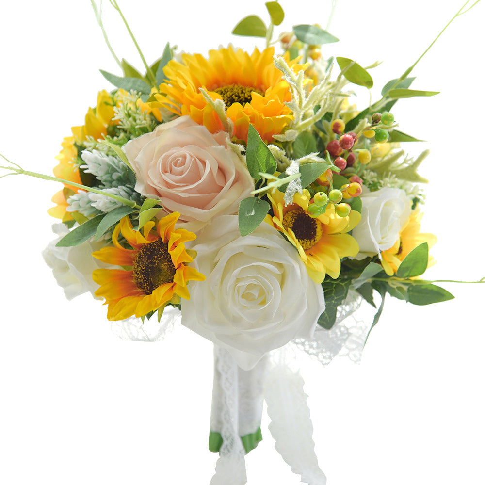 Wedding Supplies Sun Flower Sunflower Holding Flowers Artificial Flower Rose Bridal Bouquet Flower Bouquet Decoration