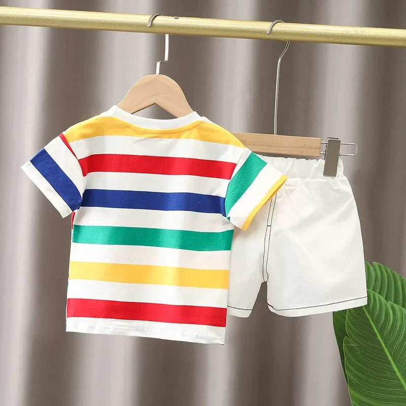 New Baby Boy Clothes Suits Summer Baby Clothes Set Print Dinosaur T-shirts+Pant 2pcs/Suit Infant Outfits Kids Girls Clothes Sets