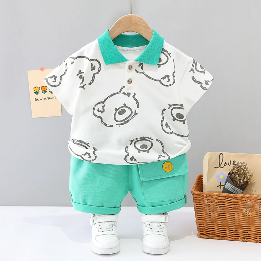 New Baby Boy Clothes Suits Summer Baby Clothes Set Print Dinosaur T-shirts+Pant 2pcs/Suit Infant Outfits Kids Girls Clothes Sets