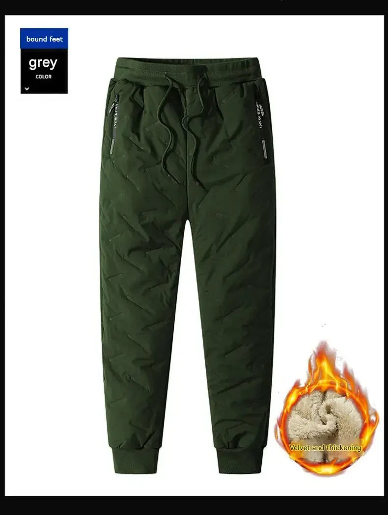Winter Sweatwear Men Plush Thick Fleece Sweatpant Lambswool Thermal Trousers Casual Pants Waterproof Windproof Warm Cotton Pants