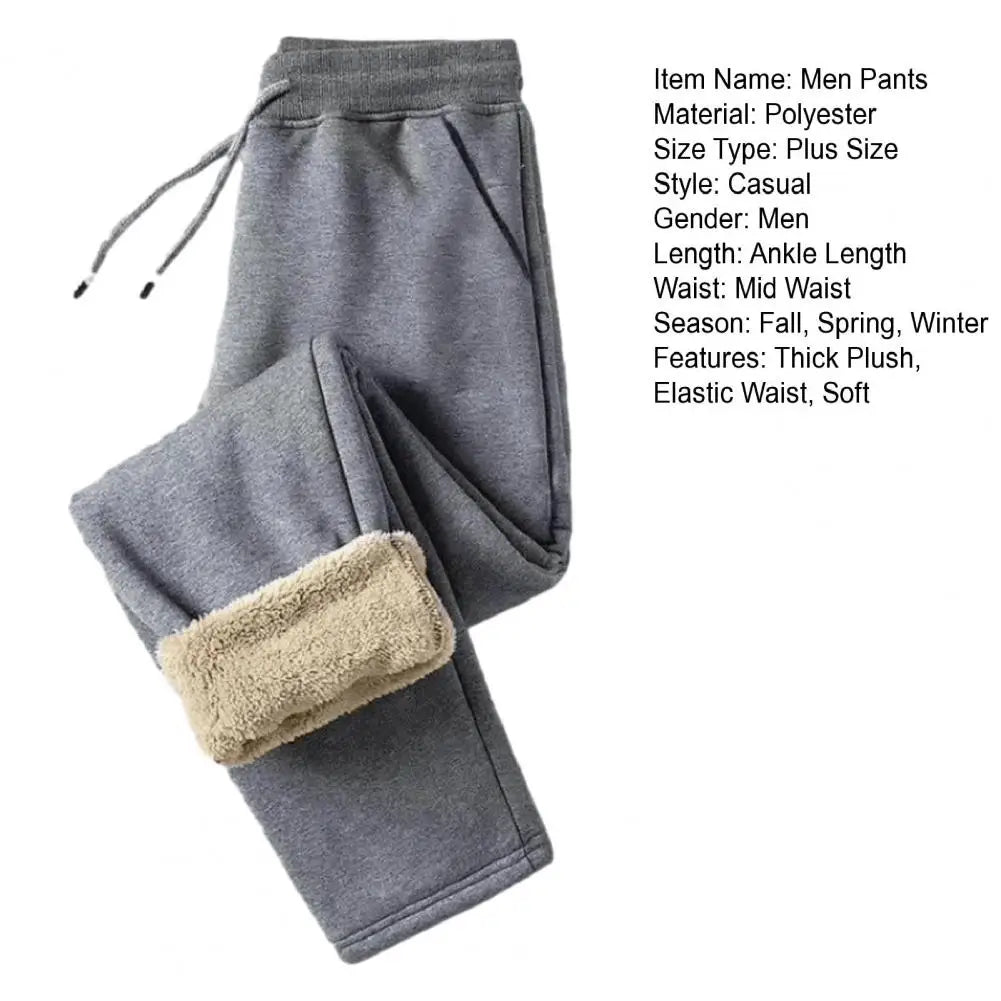 Winter Lambswool Warm Casual Pants Thick Plush Drawstring Men Sweatpants Fitness Jogging Pants Men Fleece Straight Trousers