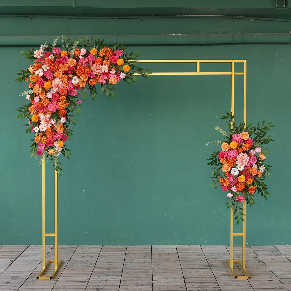 Flowers Artificial Decoration Orange Pink Series Rose Greens Floral Arrangement Bridal Bouquet for Wedding Event Decor J2601