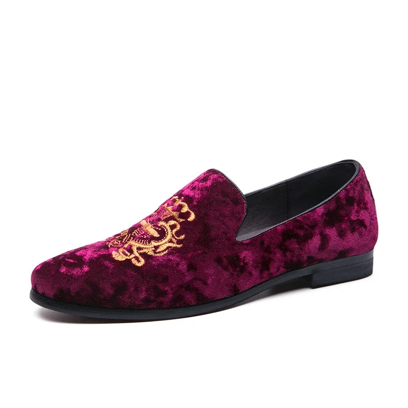 Men's Suede Embroidery Moccasins – Casual Wedding Loafers Big Size