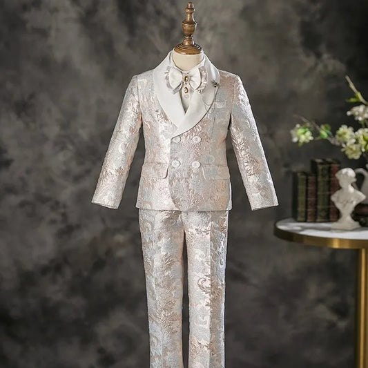 6PCS Children's Costume Sets New Handmade Flower Boy Host Piano Performance Blazer Traje De Niño Para Boda Boys Suits A4439