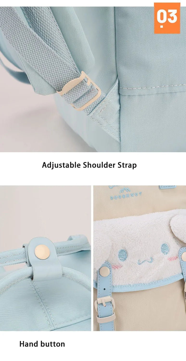 Sanrio Kawaii Girls School Bag Women Large Capacity Campus Backpacks Cute Cinnamoroll Kuromi Travel Camping Backpack Gift