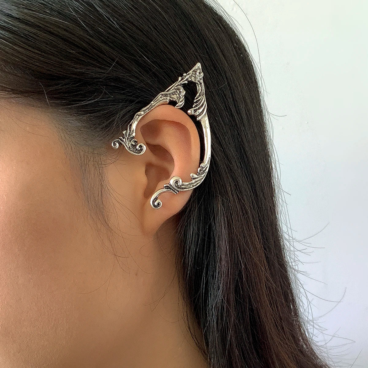 1Pair Goth Punk Fairy Elf Ear Cuff Earrings for Women Trendy Vintage Piercing Clip Earring Halloween Jewelry Accessories Gift