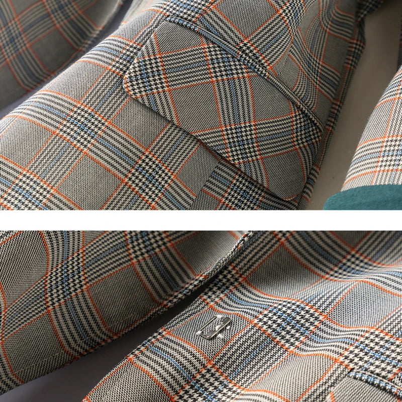 New Fashion Business Interview Plaid Suits Women Work Office Ladies Long Sleeve Spring Casual Blazer