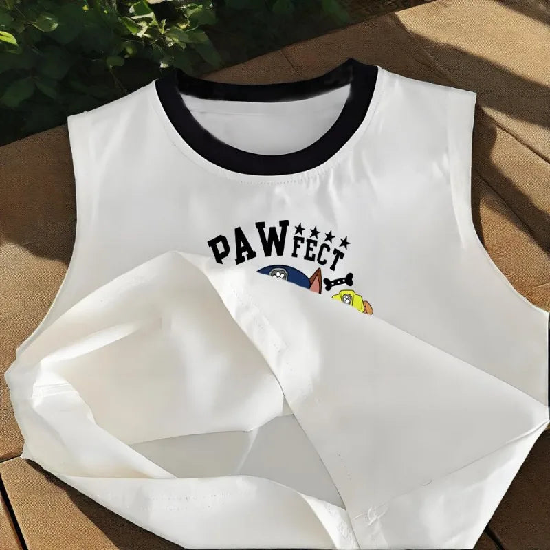 Summer Children Sleeveless Vest and Plaid Shorts 2pcs Sets PAW Patrol Boys Breathable Outfits Baby Girls Casual Clothes  Suit