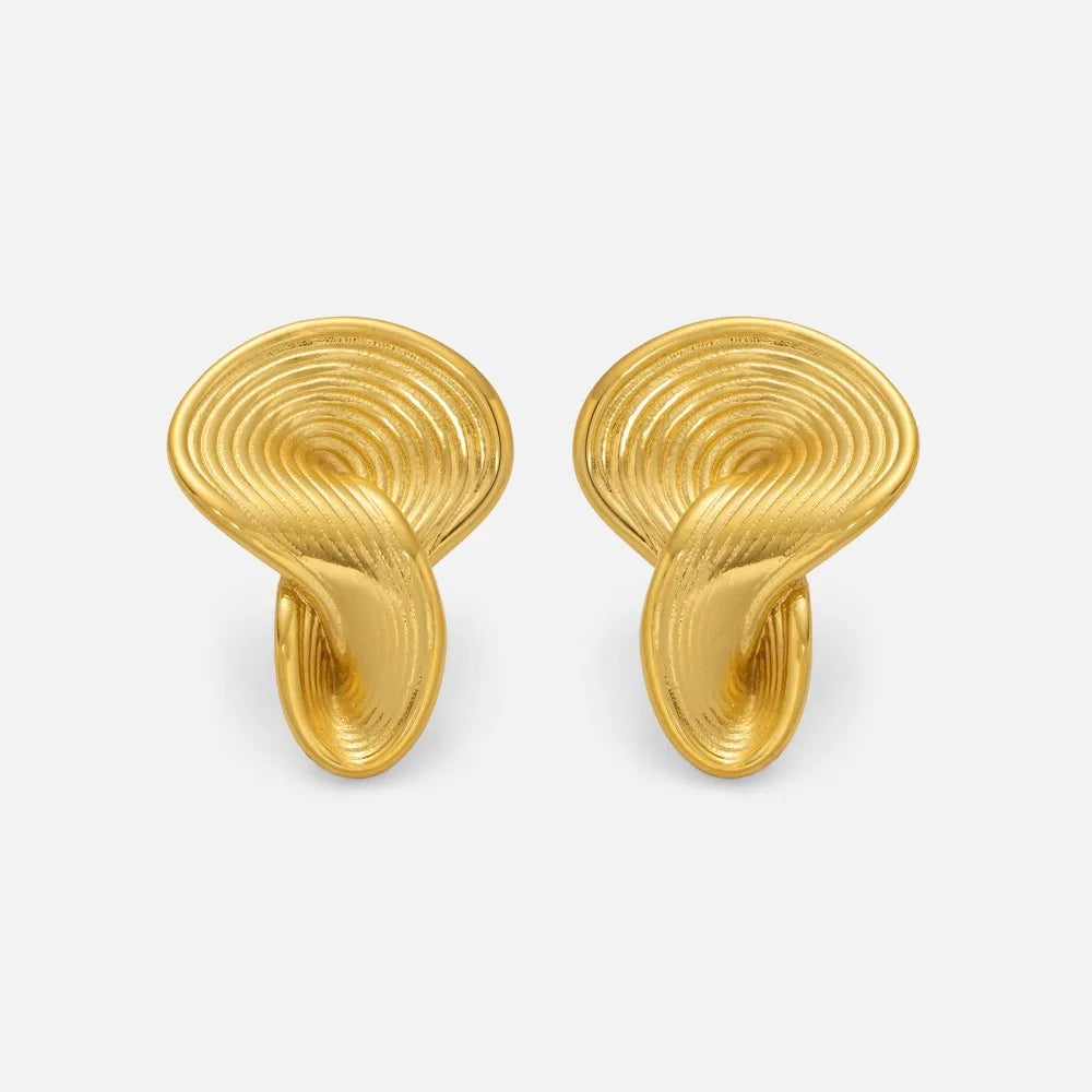 18k Gold Plated Stainless Steel Niche Irregularly Twisted Embossed Artist Earrings for Women Tarnish Free Waterproof Jewelry