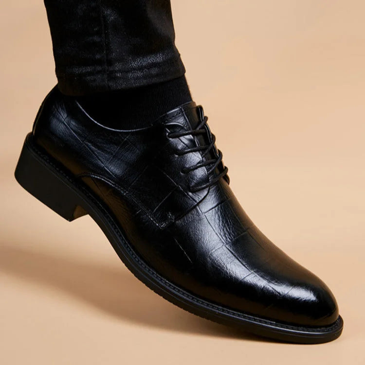 Men's Formal Shoes Black Spring Autumn Pointed Toe Legitimate Leather Official Suit High Quality Fashion Party Social Shoe Male