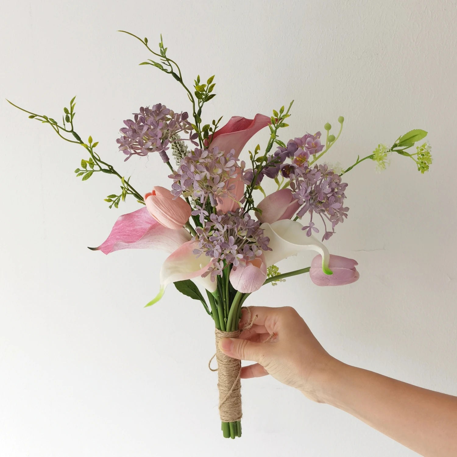 Ins Sle Purple Pink Handheld Flower Bouquet Artificial Flowers Wedding Photoaphy New Bride Home Decoration Arrangement